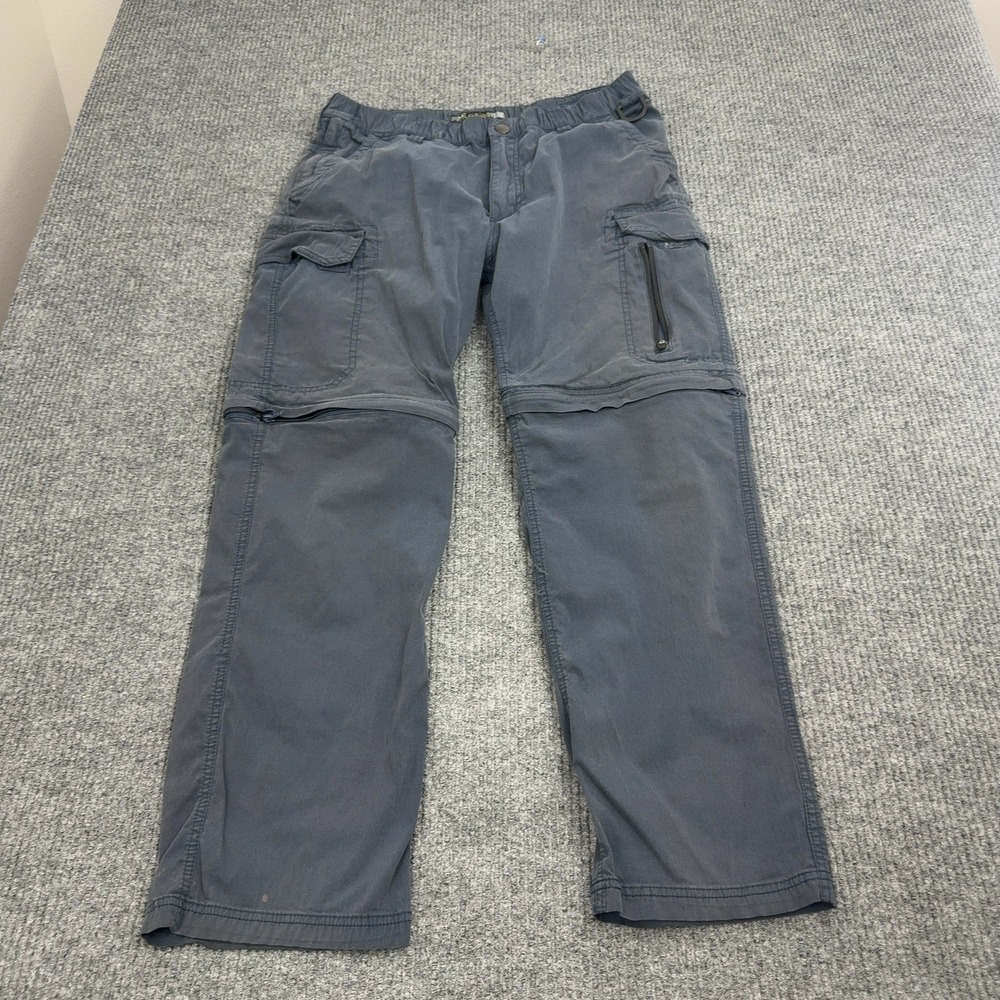 BC Clothing Convertible Pants Mens L Grey Cotton Nylon Zip Off Cargo Hiking Gorp